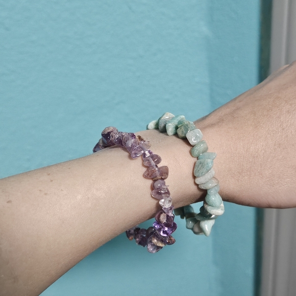 Jewelry - Elegant Turquoise and Amethyst Bracelet Set